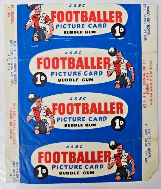 1959 1960 A&BC 1D Fußballer Bild Karte Wachs Wrapper Topps UK