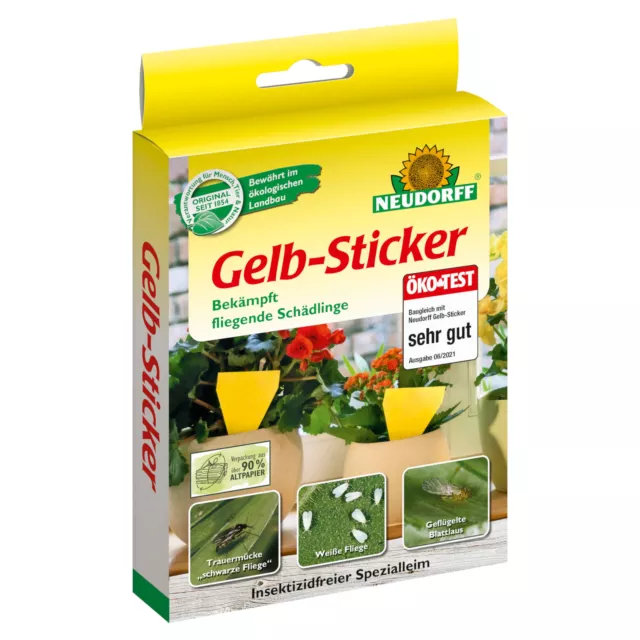 NEUDORFF Gelb-Sticker 10 Stück Gelbsticker Gelbstecker Trauermücken Blattläuse