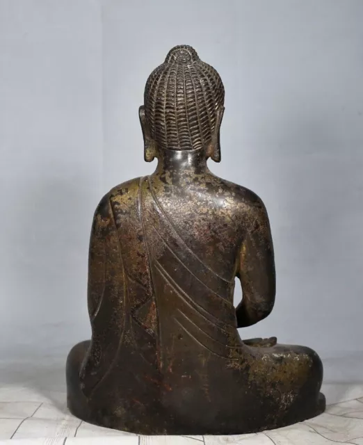10& CHINA OLD Tibet Tibetan Buddhism temple Bronze gilt Shakyamuni ...
