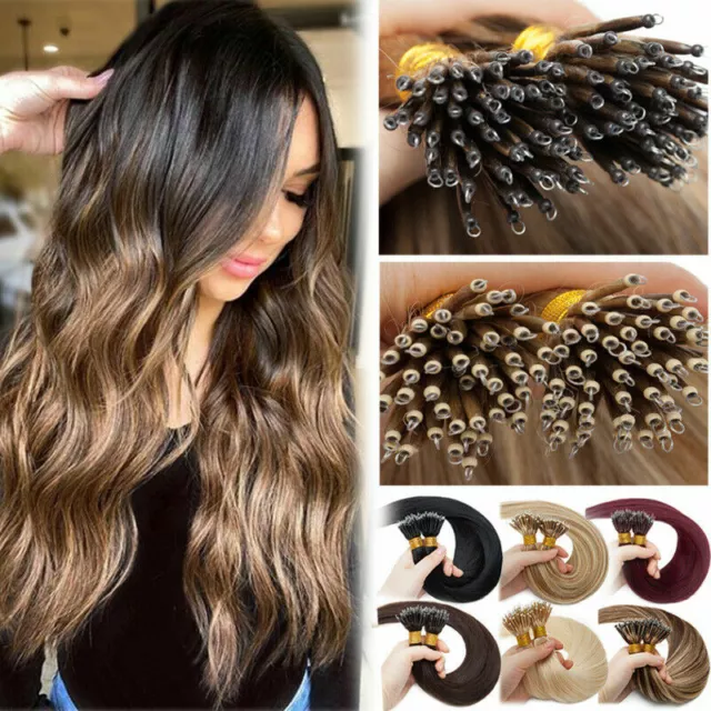 Micro Beads Link Nano Rings Tip Remy Human Hair Extensions Double Drawn Thick 1g