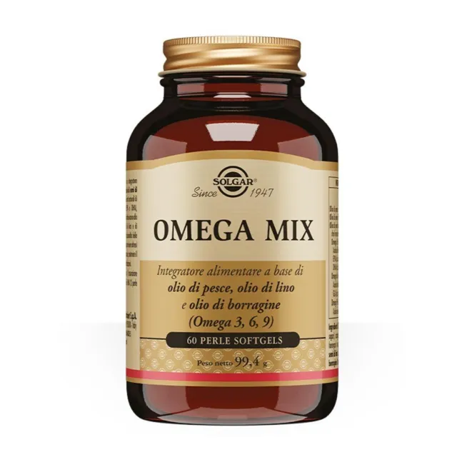 Solgar Omega Mix Integratore Alimentare - 60 Perle Softgels. Olio di Pesce, lino