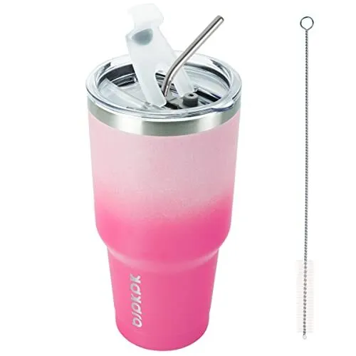 30 oz Tumbler With Lid And Straw Travel Coffee Mug Stainless Steel Insulated ...