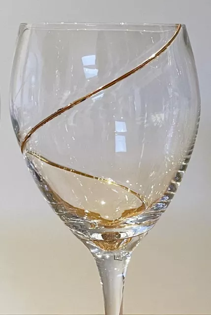 NEW Gold Line Red Wine Glasses (x4) - Unique Swirl Design, Father's Day Gift