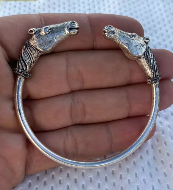 Ancient Bracelet Silver color Vintage Antique Viking Style Handmade Rare Carved