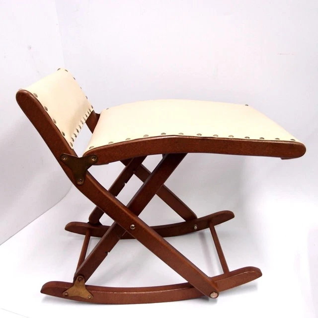 Columpio para pies madera marrón cuero balancín para pies 50 cm columpio para piernas 3 pasos reposapiés