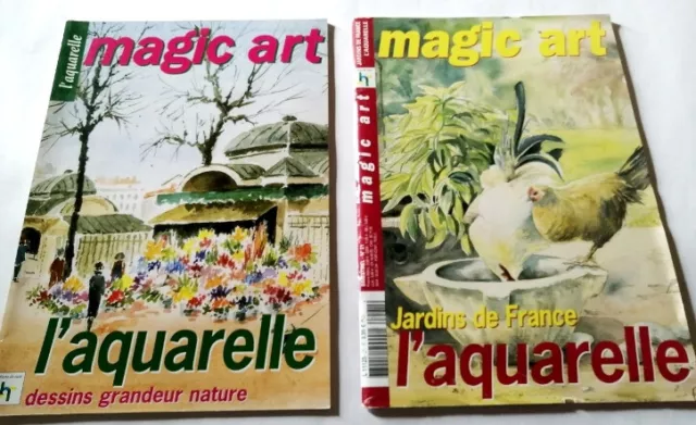 Lot 2 revues Magic art L'Aquarelle - Dessins grandeur nature - Jardins de France