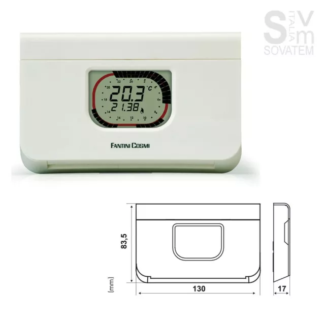 Thermostat Programmable Numérique C58 Fantini Cosmi Daily Batterie Blanc Murale