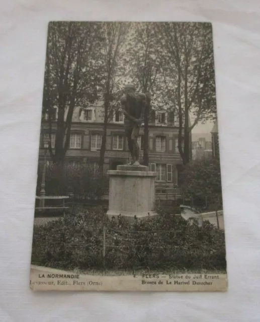 Cpa Orne 61 Flers Statue Du Juif Errant Bronze De Le Harivel Durocher