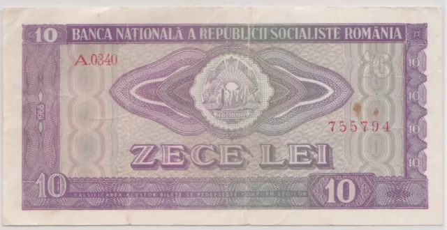 ROMANIA 10 LEI BANKNOTE 1966, PICK 94 world paper money, A-series currency