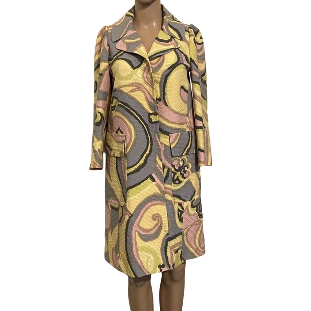 $640 M Missoni 42 6 Pea Coat Jacket Trench Quilted Mod 60’s Easter Groovy Swing