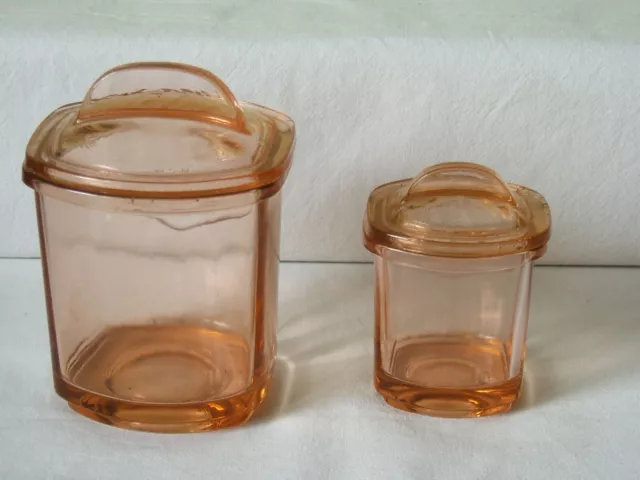 Lot De 2 Anciens Pots A Epices - En Verre Rose Transparent - Deco -Collection - 3