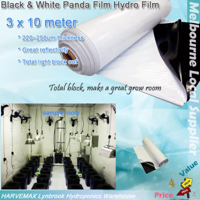 Total Block Black White 3x10m Hydro Film 6mil  Hydroponics Grow Room Panda Film
