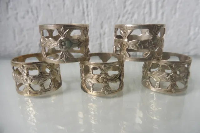 Anillos de Servilleta 800 Plata, 5 Hermosa, Muy vieja Servilleta, Anillos