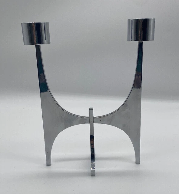 Mid Century Modernist Chrome Candle Holder