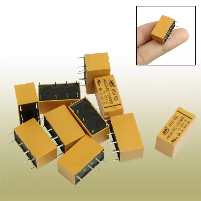 10 Pcs DC 12V Coil DPDT 8 Pin PCB General Purpose Power Relay HK19F