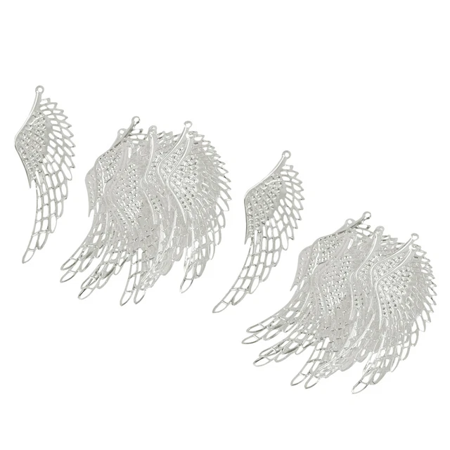 24Pcs Retro Hollow Angel Wing Charms Pendants Earrings Jewelry Supplies Gift