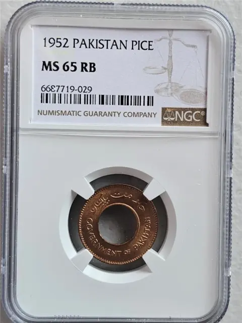 Pakistan 1 Pice 1952 NGC MS 65 RB