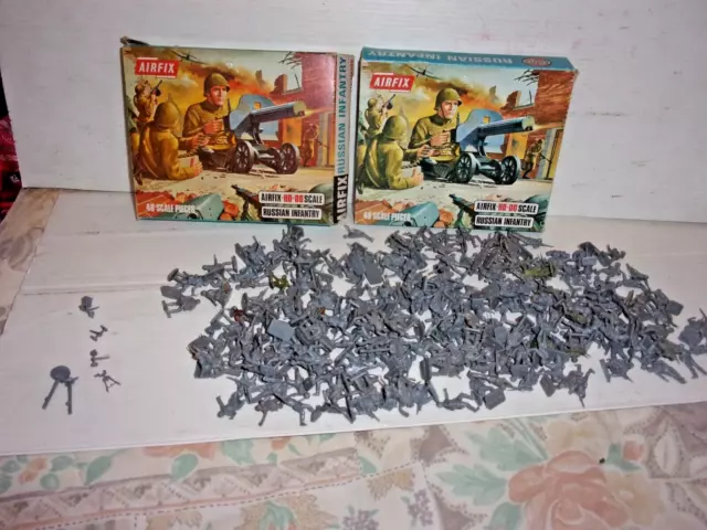 Airfix Ho/Oo Vintage Ww11 Russian Inf. 225 Figures & Accs. In 2 Blue Sided Boxes