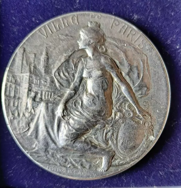 Large Rare / French Art Nouveau / silver medallion  by Prudhomme, Ville de Paris