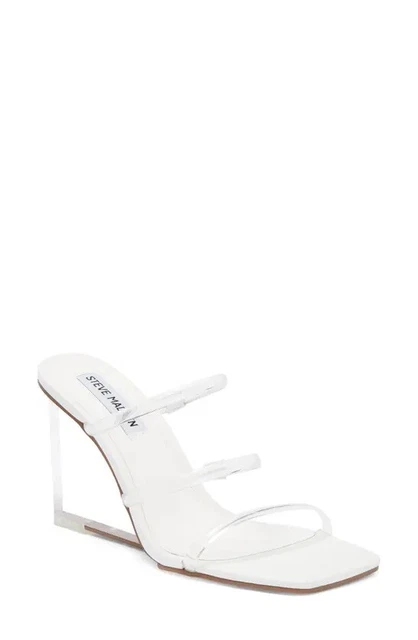 New Steve Madden Saute Strappy Lucite Clear Wedge Heel Sandals Sz 7.5 NIB