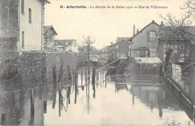 Cpa 94 Alfortville La Decrue De La Seine 1910 Rue De Villeneuve