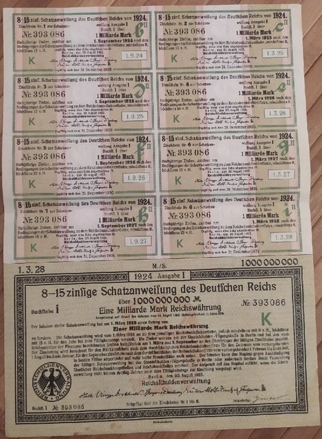 Germany 1923 Berlin Deutschen Reichs Coupons 1.000.000.000 Milliarde Mark Bond