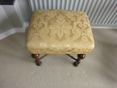 Antique  quality victorian  mahogany upholstered   foot stool 2