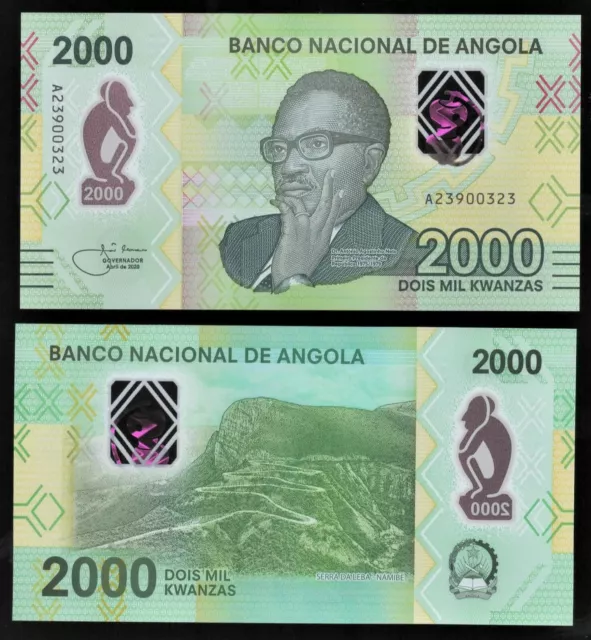 ANGOLA 2000 Kwanzas POLYMER 2020 - Prefix A - UNC