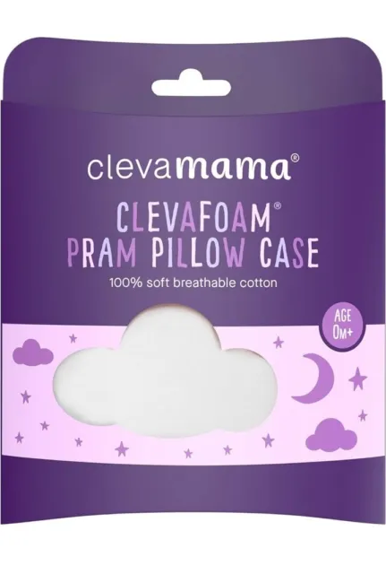 Funda de almohada de repuesto ClevaMama Pram, 100% algodón suave - blanca, 22 x 31 cm