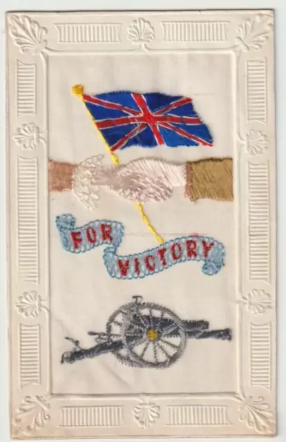 1. Weltkrieg Bestickte Seidenpostkarte ""Für Victory"" Tuck's Broderie D'art 1914-1918