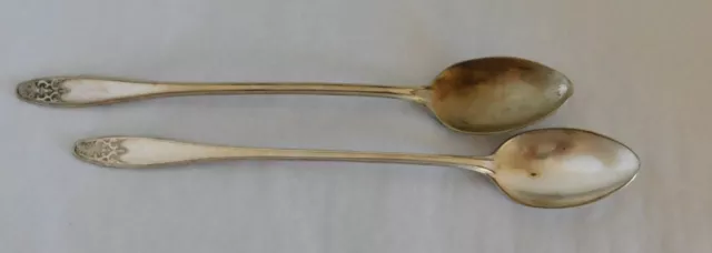 2 Ice Tea Spoons - LADY DORIS aka PRINCESS - International Silver Plate  (#P225)