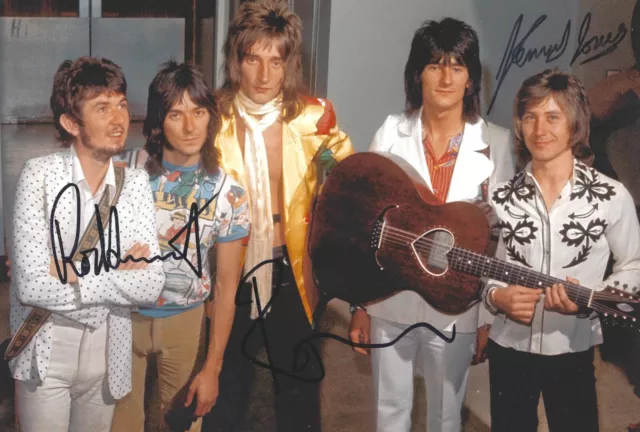 ROD STEWART RONNIE WOOD KENNY JONES SIGNED 12x8 FACES PHOTO UACC & AFTAL RD