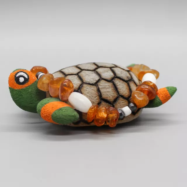 ZUNI FOLK ART-WOOD NINJA TURTLE "MICHELANGELO" WITH NECKLACE by ELISE WESTIKA