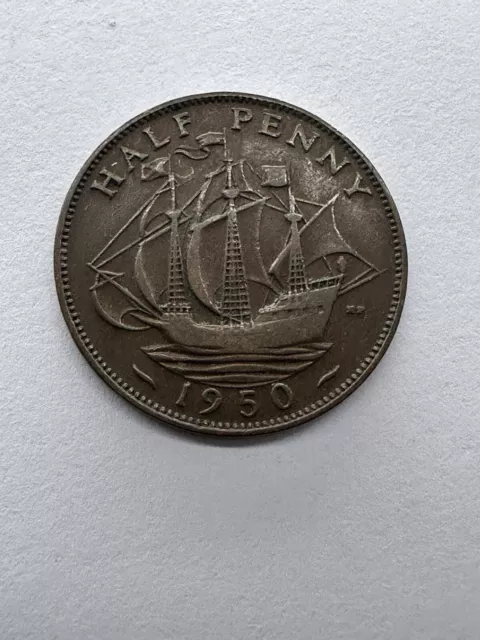 1950 King George VI ‐ Half Penny Coin 2