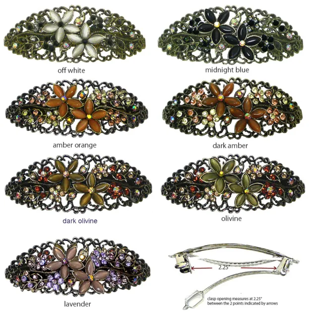 Large Oval Exquisite Thick Hair Barrette Sparkly Crystals NM86010-1