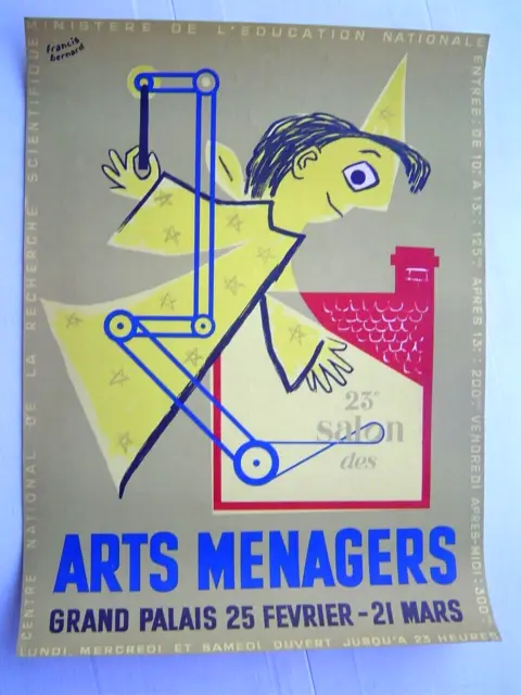 AFFICHE litho ancienne 1954 : 23 SALON ARTS MENAGERS / FRANCIS BERNARD