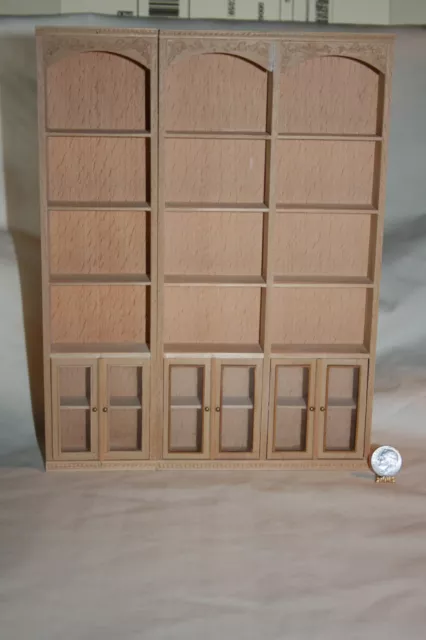 Miniature Dollhouse Vintage Bespaq Unfinished Wall Bookcase Shelving Unit 1:12