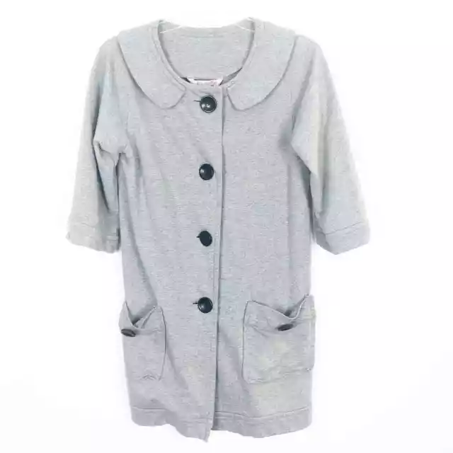 Kensie Girl I 3/4 Women's Sleeve Button Down Gray Sweater Size Medium
