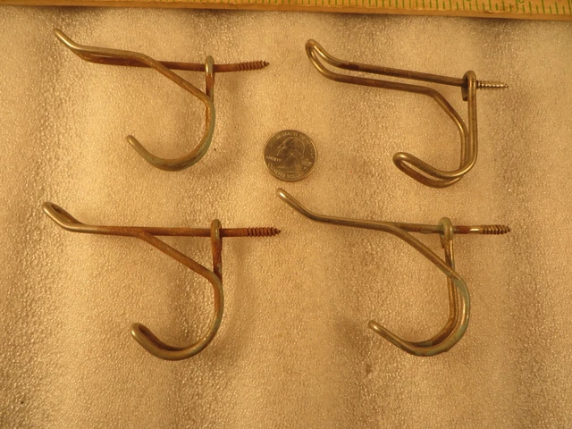 Vintage Lot of 4 Twisted Rustic Metal Wire Coat / Hat Hooks / Hangers  Antique