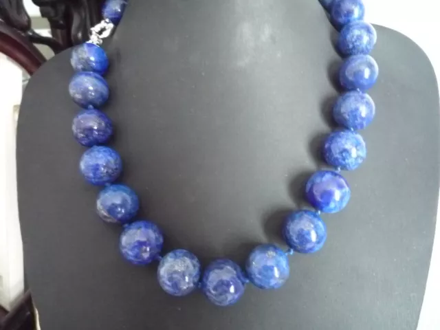 Splendide Collier Perles Naturelles Lapis Lazuli 18Mm//Neuf