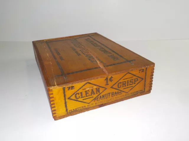 Early Planters Mr Peanut Clean Crisp Peanut Bars Dovetailed Wooden Box 2