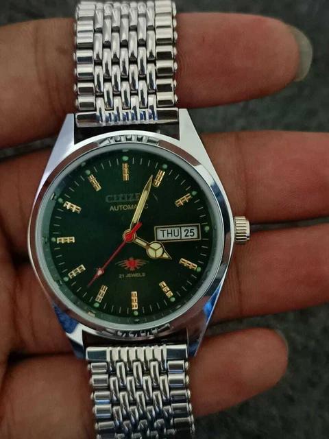 Orologio da polso da uomo vintage Citizen Automatic Green Dail in...