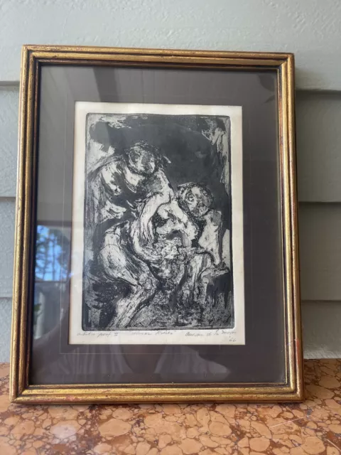 Vintage B & W Lithograph Signed CUEVAS De La Mora (Jose Luis?) Artist Proof