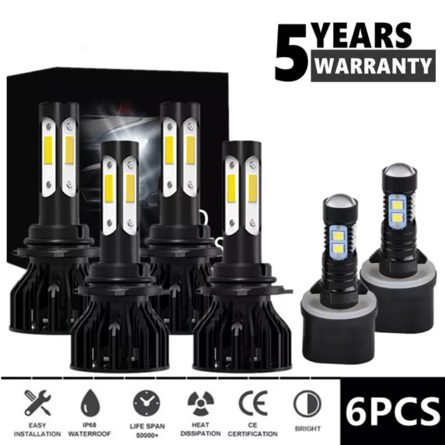 For GMC Jimmy 1996-2005 - 6PCS LED Headlights + Fog Light Bulbs Conversion Kit