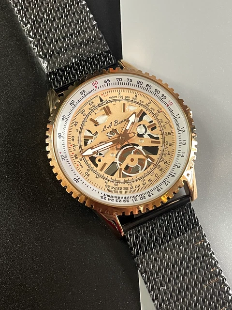La banus skeleton dial watch with shark mesh hotsell