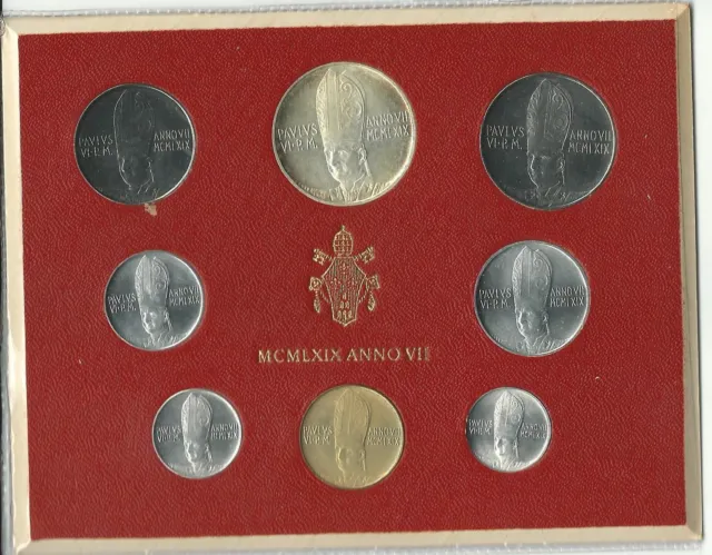 1969 Vaticano Vatican City Divisionale Anno Vii Coins Set Fdc Mf21941