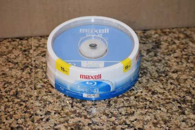 Maxell Blu Ray Disc Recordable 15 PACK BD-R 25GB Single Layer 1-4X