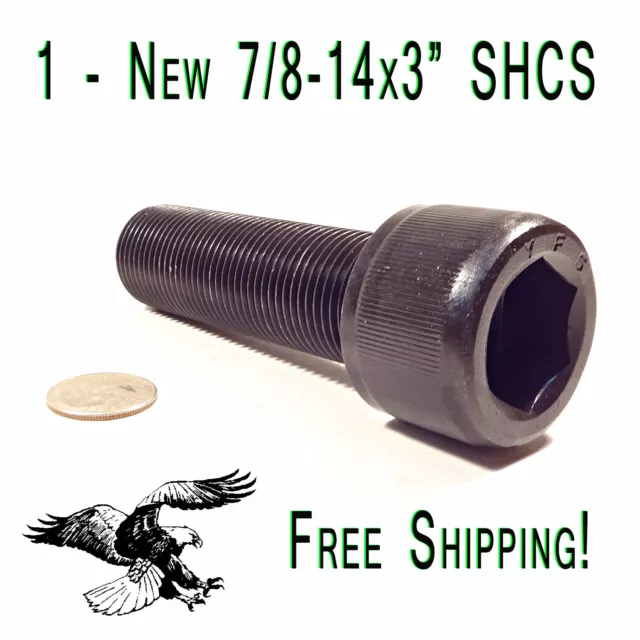 1- New - 7/8-14 x 3" Socket Head Allen Cap Screw Black Oxide Bolt SHCS