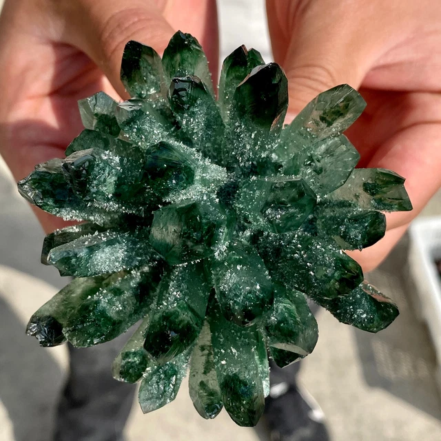 352G New Find Green Phantom Quartz Crystal Cluster Mineral Specimen Healing 3