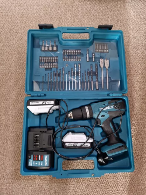 Makita 18V Cordless Combi Drill with 73-Piece Accessory Set & 2x 1.5Ah Batteries